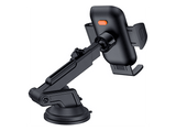 Soporte de móvil para coche - Baseus Go UltraControl, Universal, Sistema de ventosa ultrapotente, Ajustable, Rotación 360º,  Negro Cluster