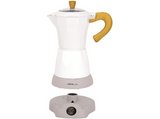 Cafetera tradicional - Jocca 2188, 0.26 l, Aluminio, 480 W, 6 Tazas, Italiana, Eléctrica, Sin Cables, Blanco/Madera