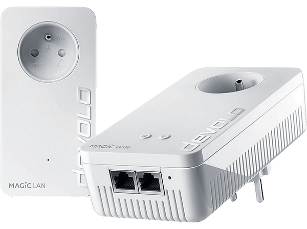 Kit adaptadores PLC - Devolo Magic 2 WiFi, Doble banda, 2400 Mbps, 2 unidades, Blanco