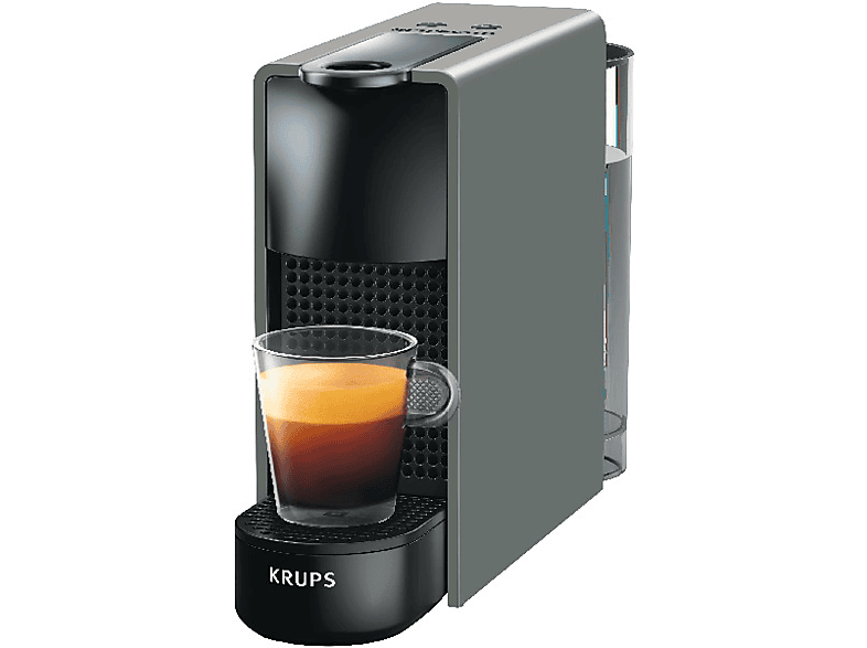 Cafetera de cápsulas - Nespresso® Krups XN110B Essenza Mini, 1310 W, 19 Bar, 0.6 L, Calentamiento en 25 s, Apagado automático, Gris