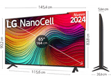 TV LED 65 - LG 65NANO82T6B, UHD 4K, Procesador Inteligente 4K α5 Gen7, Smart TV, DVB-T2 (H.265), Negro