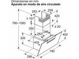 Campana decorativa - Balay 3BC587GNH, Serie cristal, 3 velocidades, 768 m³/h, Extra Silencio, Función eliminación total de humos, 80 cm, negro