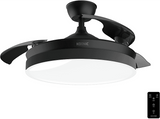 Ventilador de techo - Koenic EU01_108553, 35W, 6 Velocidades, Aspas Invisibles, Temporizador, 3 Tonos de Luz, Negro