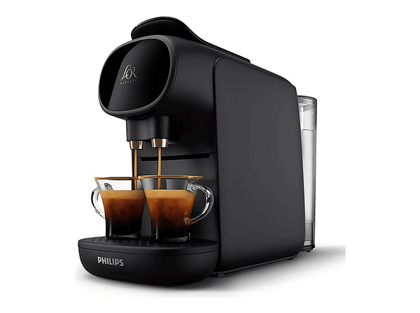 Cafetera de cápsulas - L’OR Barista Sublime LM9012/65 + 50 cápsulas, Sistema antigoteo, 2 tazas, Presión 19 bar, 0.8 l, 1450 W, Piano Noir