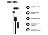 Auriculares de botón - Sony IER‑EX15C, con Micrófono, USB-C, iPhone/Android/Portátil/PC, Ligero, Graves potentes, Ideal para viajar/uso diario, Negro