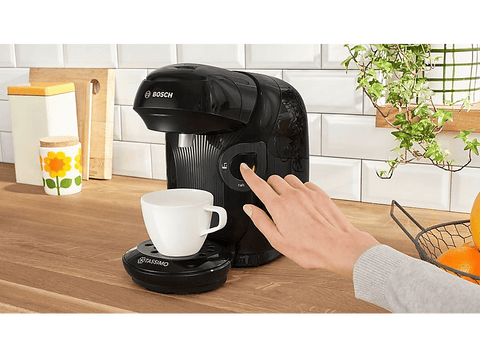 Cafetera de cápsulas - Bosch Tassimo Style TAS112EC, 3.3 bar, 0.7 l, 1.400 W, Intellibrew, Tamaño Compacto, Pack de Café de Regalo, Negro