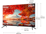 TV LED 55 - Haier K80 Series H55K800UX, Smart TV (Google TV), HDR 4K, Direct LED, Dolby Audio y Dolby Vision, Sin marcos, Negro