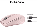 Ratón inalámbrico - Logitech MX Anywhere 3S, Inalámbrico, Bluetooth, 8000 ppp, Multiplataforma, Botones programables, Rosa