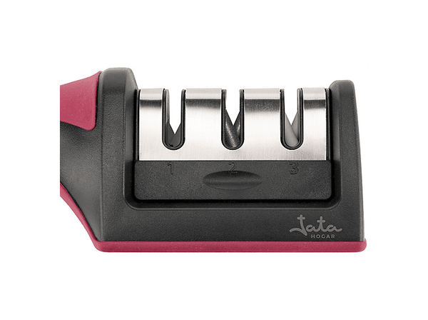 Afilador - Jata HACC4541, Mango Antideslizante, Apto para Cuchillos de Todos los Tamaños, Negro/Rojo