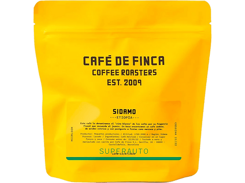 Café en grano - Café de Finca Etiopía Sidamo, Heirloom, Sabor a Manzana y Piña, Apto para Cafeteras Superautomáticas, 250 g