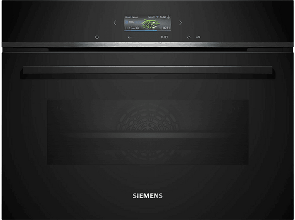 Horno compacto - Siemens CB734G1B1, Multifunción, Hidrolítico, 47 l, autolimpieza oxyLitic, App Home Connect, 60 cm, Negro