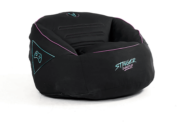 Puff gaming - Woxter Stinger, Tela hidrófuga, Doble costura seguridad, Cremallera seguridad, Múltiples compartimentos, Black & Blue