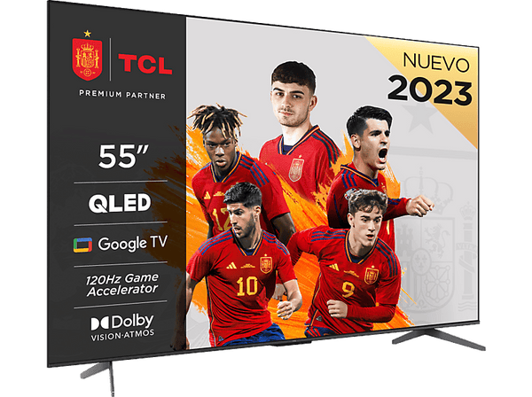 TV QLED 55" - TCL 55C645, UHD 4K, Quad Core, Smart TV, Dolby Atmos, Brushed titanium metal front