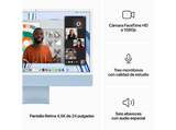 Apple iMac (2023) MQRQ3Y/A, 24 Retina 4.5K, Chip M3, CPU de 8 núcleos, GPU de 10 núcleos, 24GB de RAM, 512GB de SSD, Azul