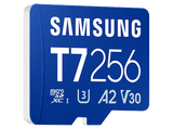 Tarjeta Micro SDXC - Samsung T7 MB-MB256T, 256 GB, Lectura hasta 170 MB/s, UHS Clase 3, A2, V30, Azul