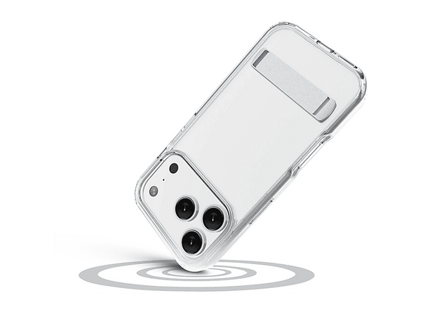 Funda móvil - CellularLine CLEAR STAND, Para iPhone 17 Pro Max, Esquinas reforzadas, Con soporte integrado, Antibacteriana, Transparente