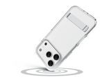 Funda móvil - CellularLine CLEAR STAND, Para iPhone 17 Pro Max, Esquinas reforzadas, Con soporte integrado, Antibacteriana, Transparente