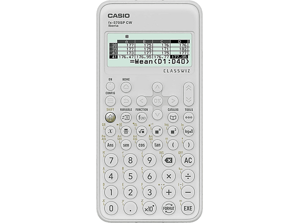 Calculadora científica - Casio FX-991SPCW, Más de 570 funciones, Pantalla alta resolución, 5 idiomas, Blanco