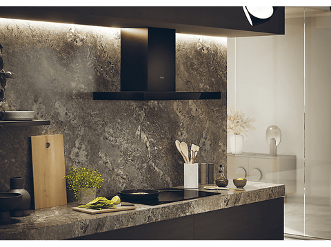Campana decorativa - Haier HATS9CBS4BWIFI, 5 velocidades, 701 m3/h, Iluminación LED, 90 cm, Negra