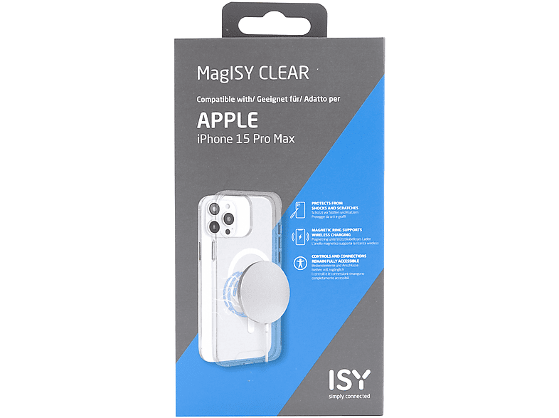 Funda - ISY ISC 1113 MagISY, Para iPhone 15 Pro Max, Poliuretano, Transparente