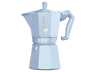 Cafetera tradicional - Bialetti Moka Exclusive, Aluminio, Hasta 3 tazas, Light Blue