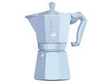 Cafetera tradicional - Bialetti Moka Exclusive, Aluminio, Hasta 3 tazas, Light Blue