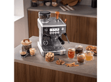 Cafetera express - Cecotec Power Espresso 20 Barista Steel & Grind, 20 Bares, Molinillo integrado, Vaporizador, Doble Thermoblock, 2200 W, Plata