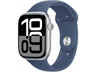 Apple Watch Series 10 (2024), GPS, 46 mm, Gesto de doble toque, Caja de aluminio plata, Correa deportiva Azul denim, Talla M/L