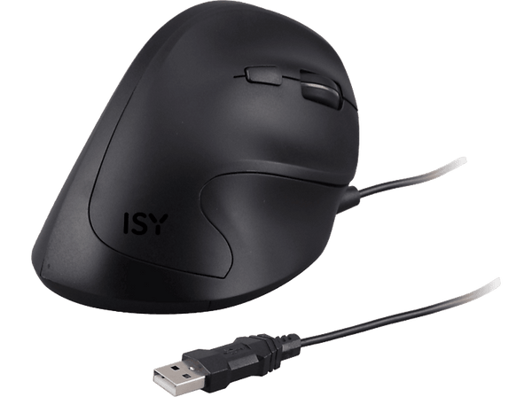 Ratón - ISY IEM-2000, Ergonómico, 5 botones, Con cable, Sensor óptico, Hasta 3200 dpi, Negro
