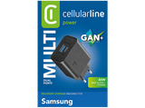 Cargador móvil - CellularLine ACHSMUSB2PD45WK, Compatible con Samsung, 45W, Carga Rápida, 1x USB y 1x USB-C, Negro