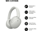 Auriculares inalámbricos - Sony WH-CH735NW, Noise Cancelling, 75h, Carga Rápida, Plegable, Bluetooth, Llamadas nítidas con IA, Blanco