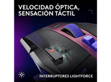 Ratón gaming - Logitech G G502 X Plus, Inalámbrico, Hero 44K, Interruptores híbridos Lightforce, Personalizable, RGB, PC-Mac, Negro y violeta