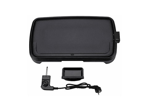 Plancha de asar - Jata JEGR1241, 2200 W, Recubrimiento antiadherente libre de PFOA. Xylan® Plus de Whitford, 500x250 cm, Negro