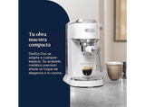 Cafetera express - De'Longhi Dedica Duo EC890.WI, 1450 W, 15 bar, 1.1 l, Función 2 tazas, Blanco
