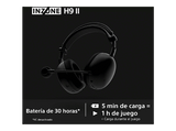 Auriculares gaming - Sony INZONE H9 II, Inalámbricos, Noise Cancelling, Fnatic, Micrófono, IA, 30h, Bluetooth/LE/2,4 GHz, Ligeros, PC, WHG910N, Negro