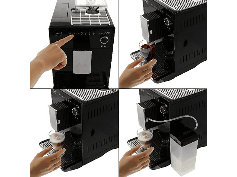 Cafetera superautomática - Melitta® CI, Molinillo integrado con 5 grados de ajuste, My Coffee Memory, Negro