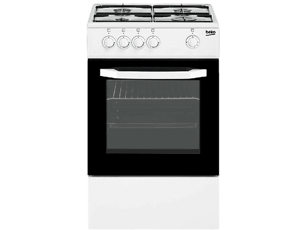 Cocina - Beko CSG 42009 DW, Encimera Gas Butano (opc. G. Natural), 4 quemadores, Horno de gas, Blanco