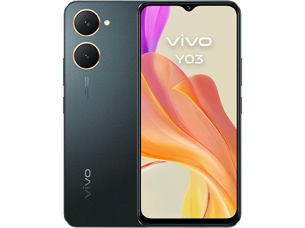 Móvil - vivo Y03, Space Black, 128 GB, 4 GB, 6.56" LCD, Mediatek Helio G85, 5000 mAh