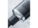 Cable USB - Baseus Crystal Shine, USB-C a USB-C, 120 cm, 100w, 480 Mbps, Carga ultrarrápida, Con trenzado resistente, Negro