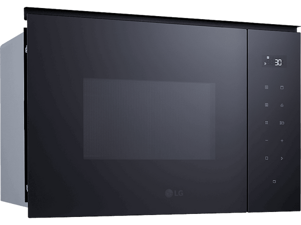 Microondas con grill integrable - LG MGBZ2593F, 900W, 8 niveles, 25 l, Cristal Negro
