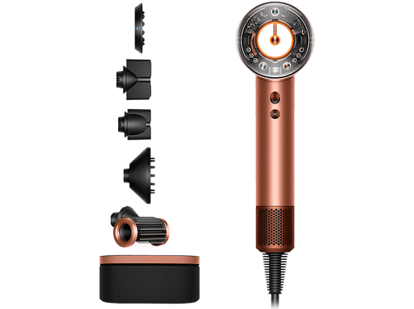 Secador - Dyson Supersonic Nural™, 5 Accesorios inteligentes, 4 Niveles temp precisos, Amber Silk
