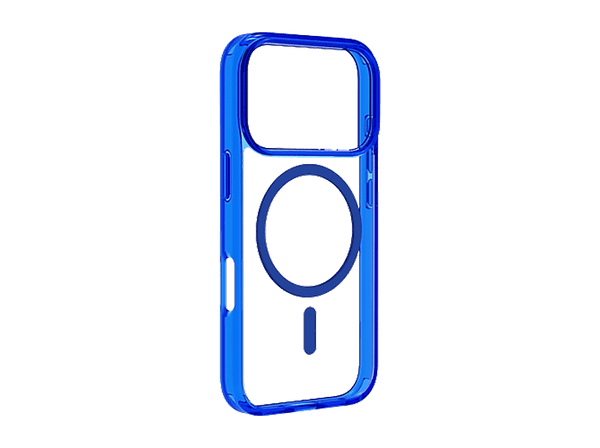 Funda móvil - CellularLine ICONIC MAG, Para iPhone 17 Pro Max, Ultrarresistente, MagSafe, Azul y Transparente