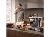 Cafetera express - Cecotec Power Espresso 20 Barista Steel & Grind, 20 Bares, Molinillo integrado, Vaporizador, Doble Thermoblock, 2200 W, Plata