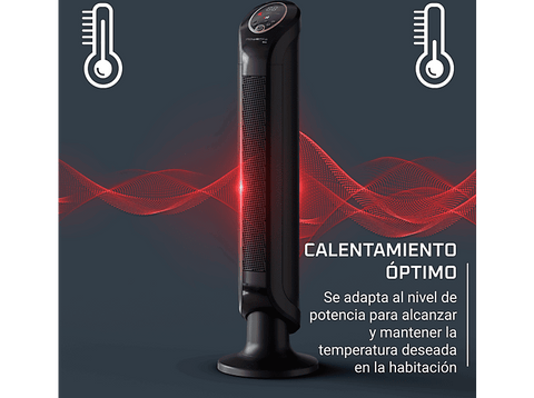 Calefactor - Rowenta Intense Comfort SO9420, 2400 W, Cerámico, 40 m², 3 Velocidades, Temperatura Automática, Oscilación, Silencioso, LED, ECO, Negro