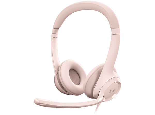 Auriculares - Logitech USB Headset H390, De diadema, Con cable, Para PC, Micrófono, Cancelación de ruido, Rosa