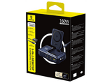Docking Station - Baseus Nomos NH21 4-en-1, Universal, Tipo‑C, USB y Qi2, Carga inalámbrica y simultánea, Con cable retráctil, Negro Cosmic