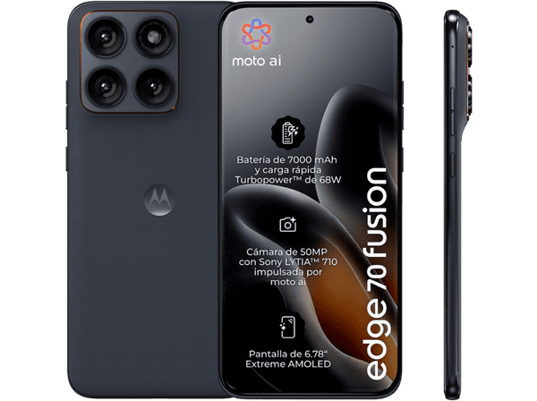 motorola edge 70 fusion, Silhouette, 256GB, 12GB RAM, 6.78" Extreme AMOLED, Qualcomm Snapdragon 7s Gen 3, 7000 mAh, Incluye Auriculares
