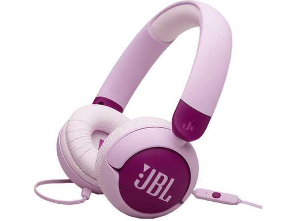 Auriculares infantiles - JBL Junior 320, Supraaurales, Micrófono, Pegatinas, Plegable, Morado