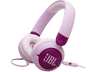 Auriculares infantiles - JBL Junior 320, Supraaurales, Micrófono, Pegatinas, Plegable, Morado