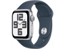 APPLE Watch SE (2023), GPS, 40 mm, Caja de aluminio plata, Vidrio delantero Ion-X, Talla S/M, Correa deportiva azul tempestad